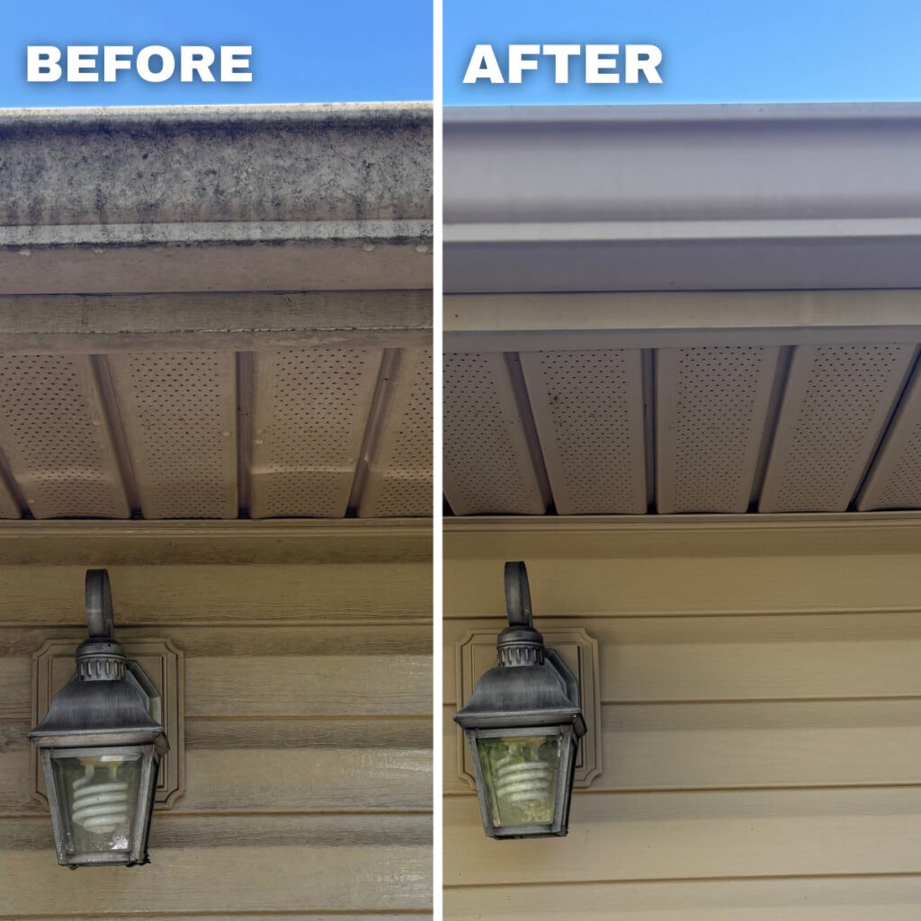 Gutter cleaning in Roanoke, VA before and after