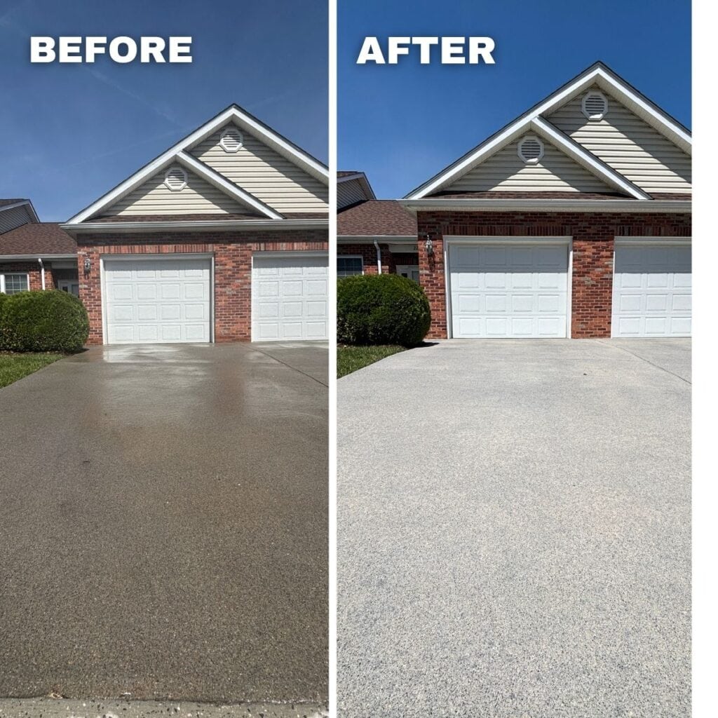 Driveway Cleaning before & after in Roanoke, VA