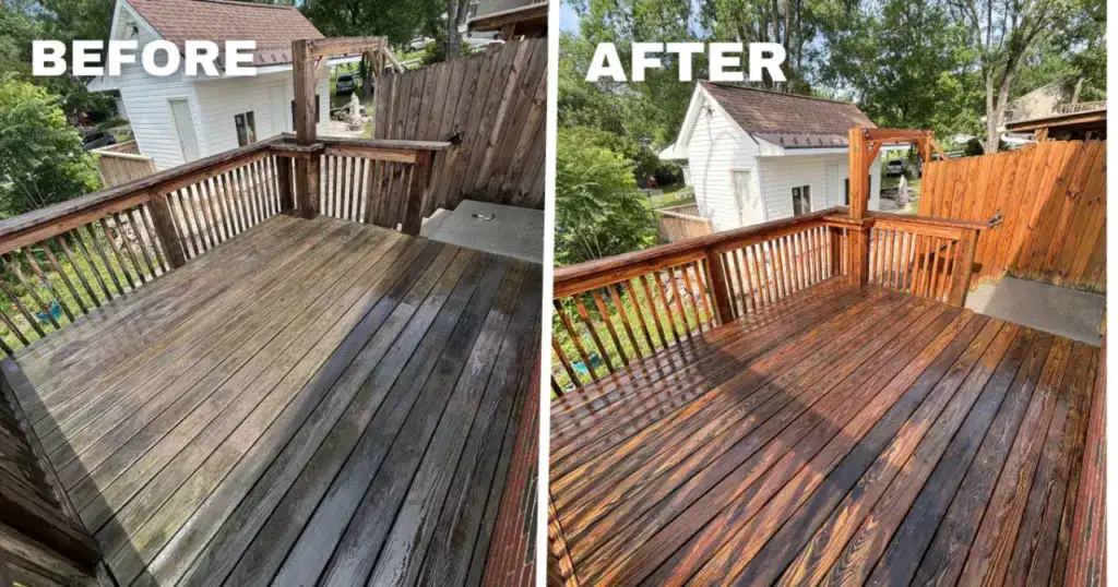 Deck cleaning before & after in Roanoke, VA