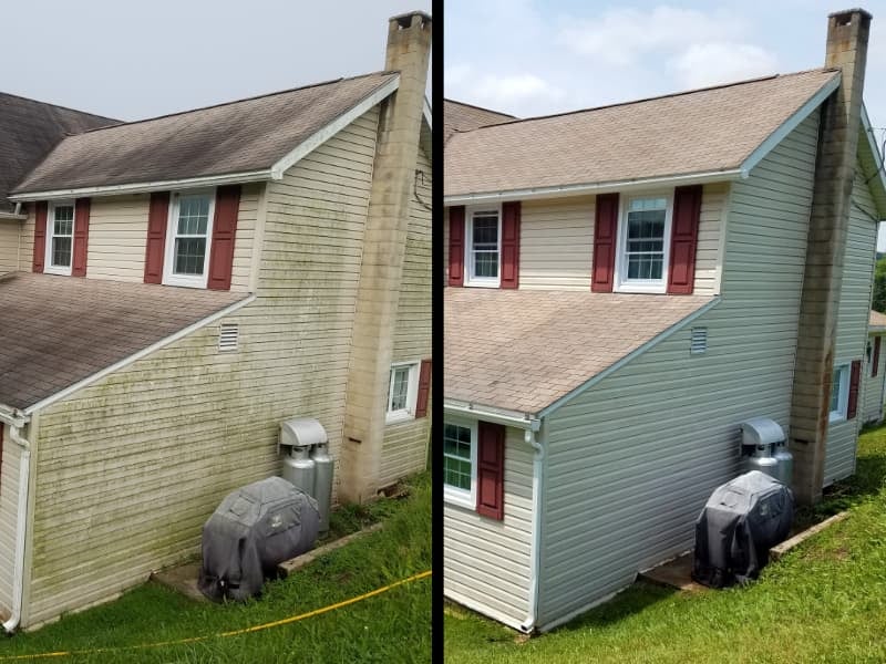 Pressure washing in Cave Spring, VA. Roof cleaning and house wash package