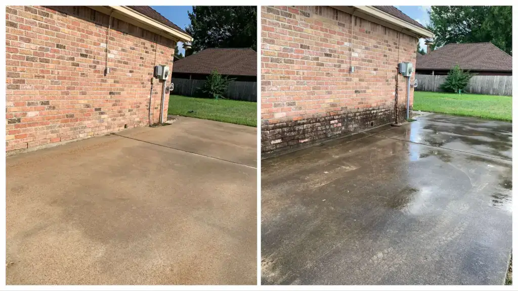 Concrete cleaning a driveway in Salem, VA.