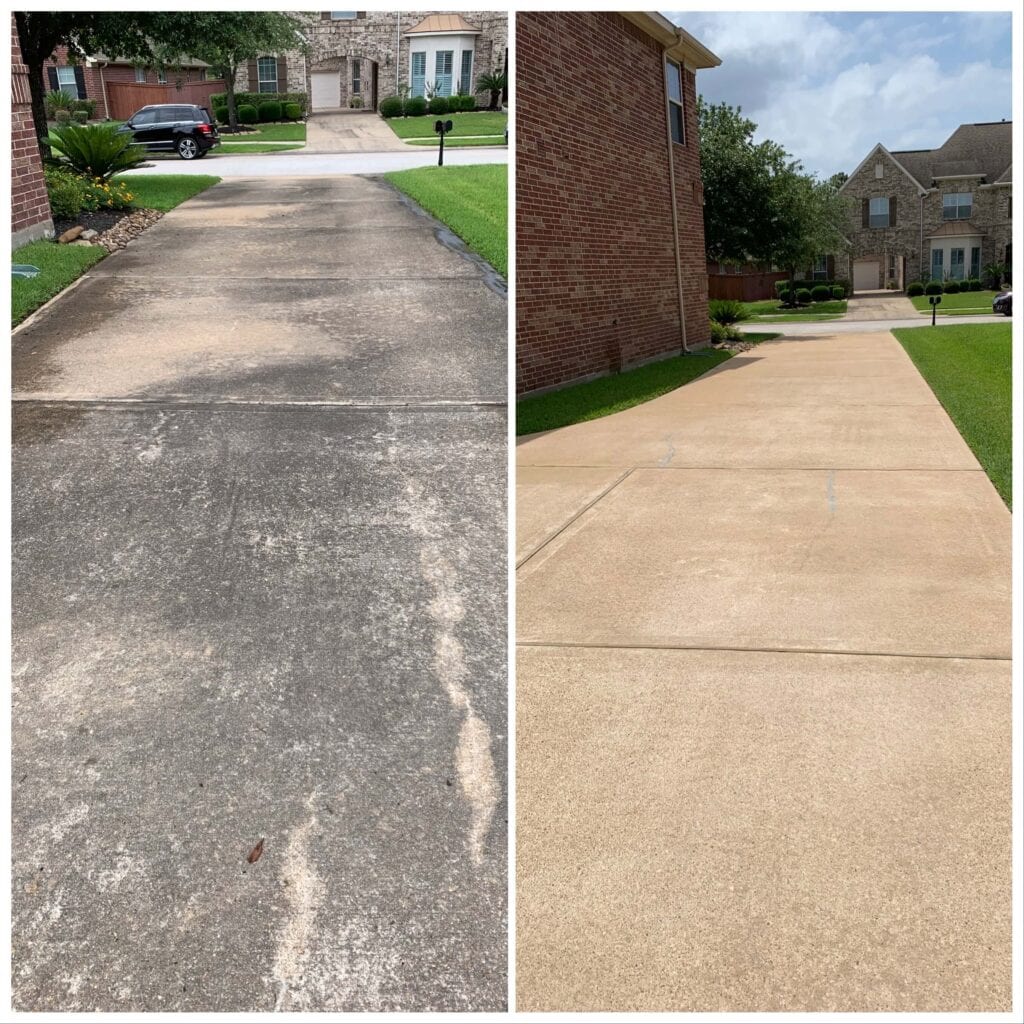 Concrete cleaning a driveway in Roanoke, VA.