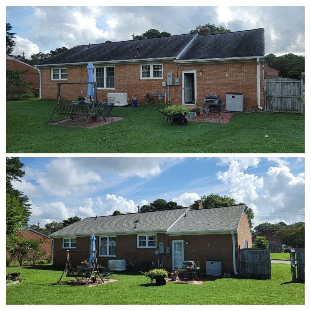 Roof cleaning asphalt shingles in Hollins, VA