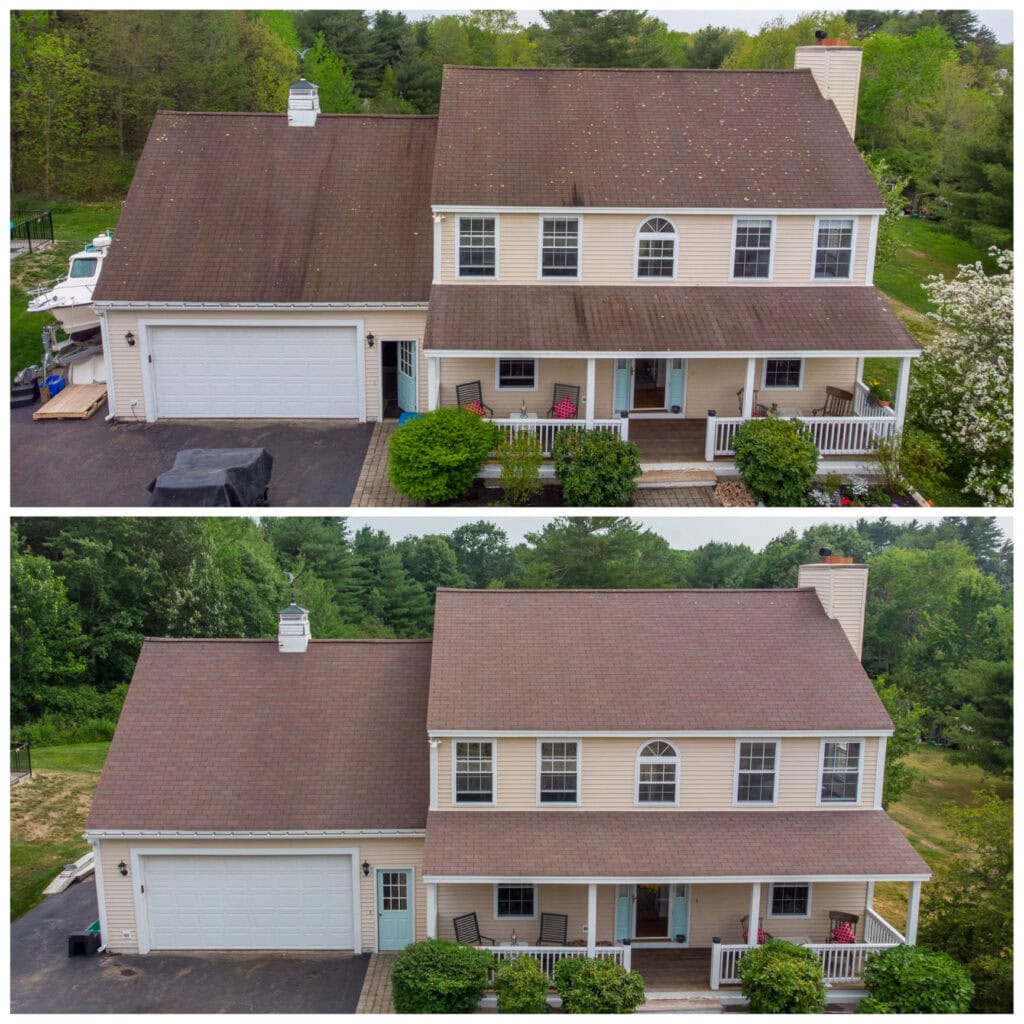 Roof cleaning asphalt shingles in Roanoke, VA.