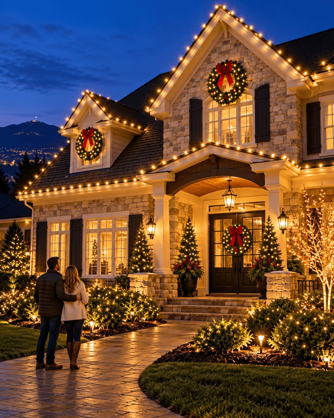 Holiday lighting installation in Roanoke, VA,